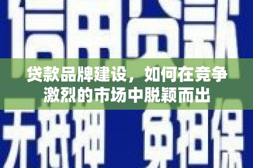 迪庆贷款品牌建设，如何在竞争激烈的市场中脱颖而出
