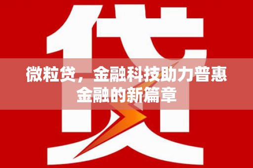 迪庆微粒贷，金融科技助力普惠金融的新篇章
