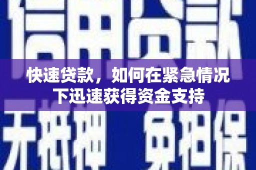 迪庆快速贷款,如何在紧急情况下迅速获得资金支持 迪庆快速贷款,如何在紧急情况下迅速获得资金支持