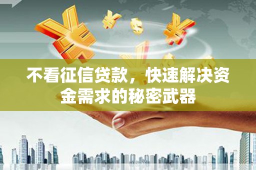 迪庆不看征信贷款，快速解决资金需求的秘密武器