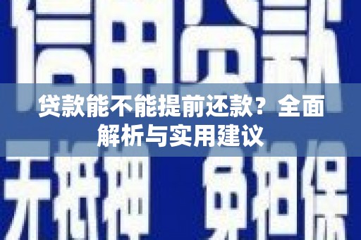 迪庆贷款能不能提前还款？全面解析与实用建议