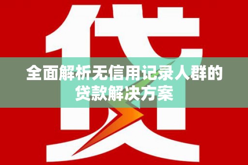 迪庆全面解析无信用记录人群的贷款解决方案